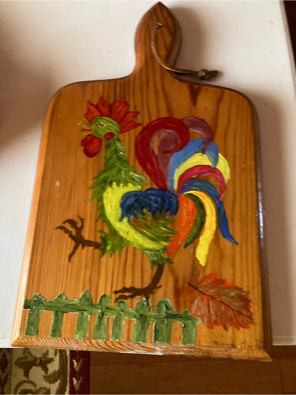 Hand-Painted Multicolor Rooster Wooden Kitchen Board